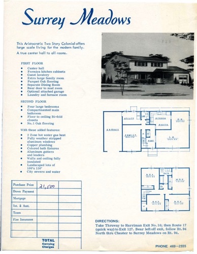 Surrey Meadows Center Hall sales brochure. Circa 1970  chs-006155